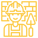 Icono de albañil con casco y llana