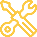 Icono de herramientas cruzadas amarillas